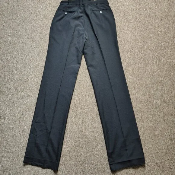 Vintage HUNTING HORN Pants Men 32 Black Wool Blend Pleated Unhemmed Slacks - Picture 4 of 8